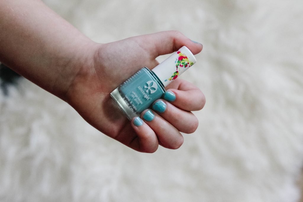 Suncoatgirl blue nail polish painted nails