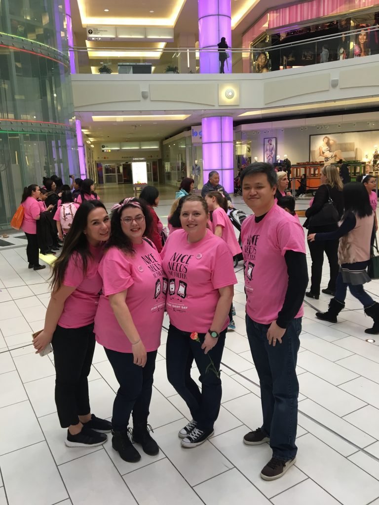 Pink Shirt Day 2019 - Jamie Khau, Eschelle Westwood, Michael Kwan, Tara Jensen in Grand Court 