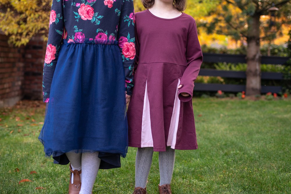 up close picture of two girls wearing skater dresses from pk beans