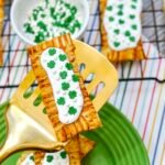 Crispy poptart being held on top of a golden spatula