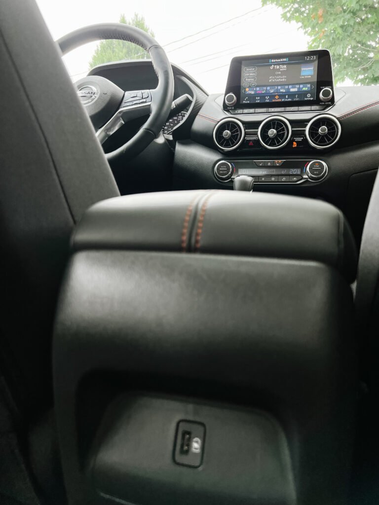 Nissan Sentra view from back seat to middle console