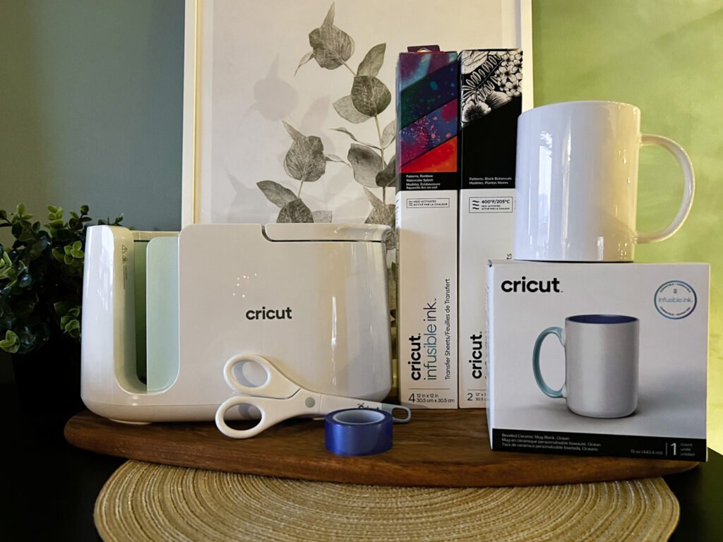 Cricut Mug Press, what you'll need including cricut blanks, infusible ink and heat transfer tape