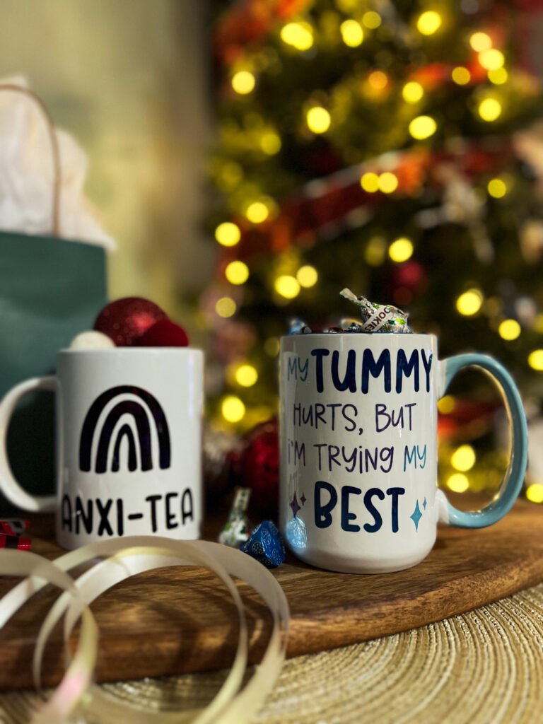 Cricut Mug Press made mugs with treats inside 